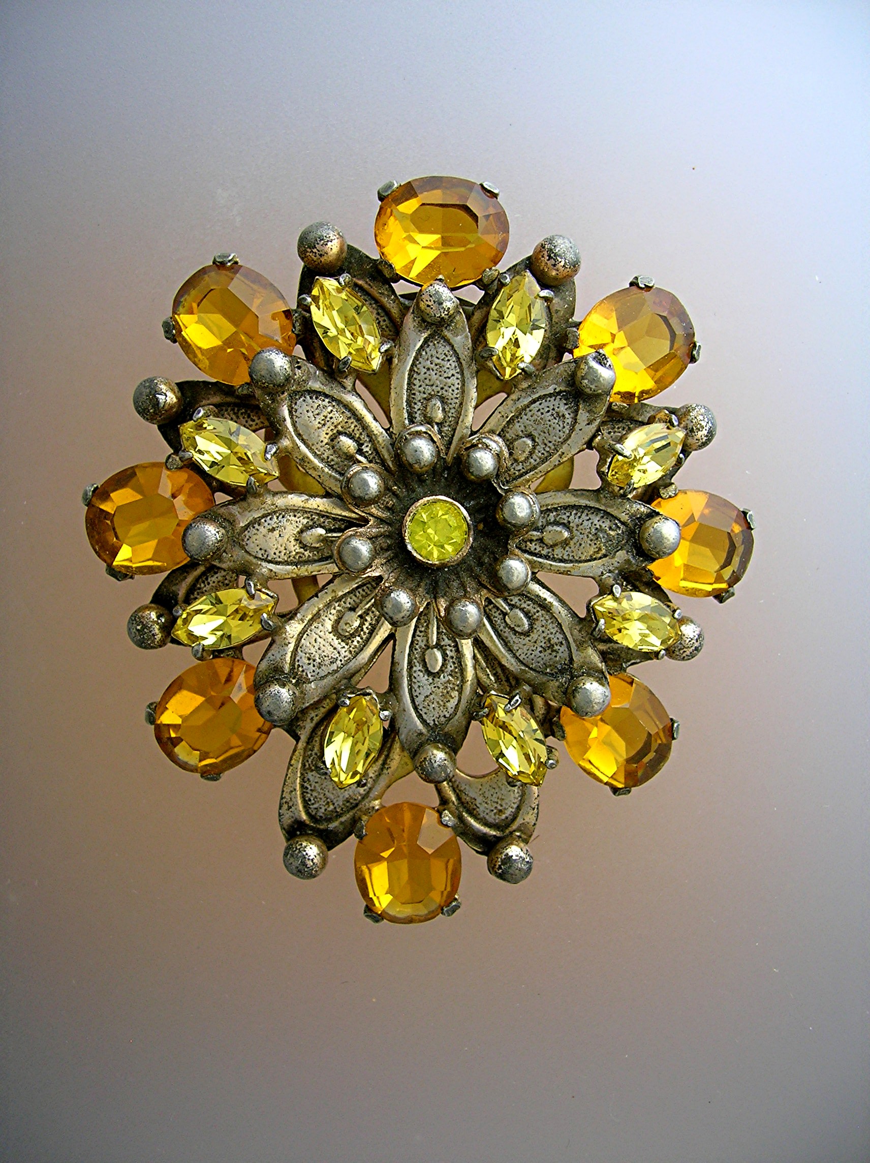 Dress Clip Citrine Glass Antique