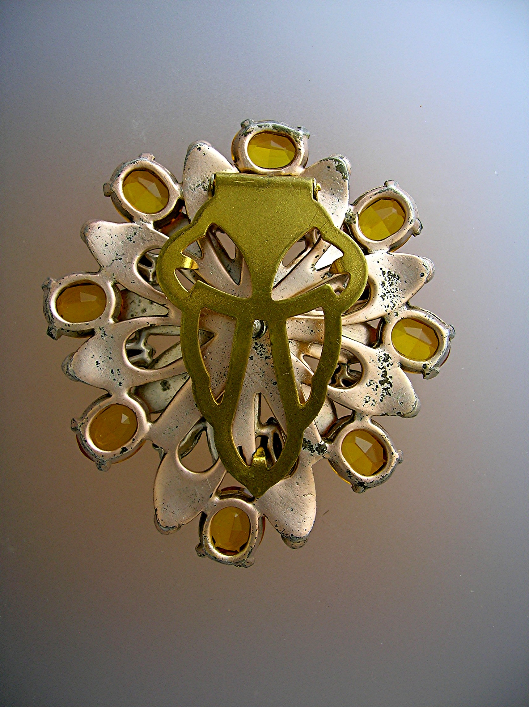 Dress Clip Citrine Glass Antique