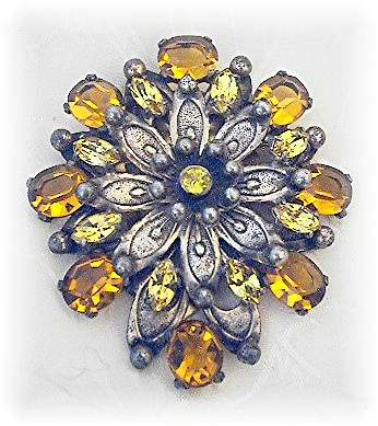 Dress Clip Citrine Glass Antique