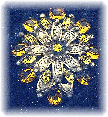 Dress Clip Citrine Glass Antique