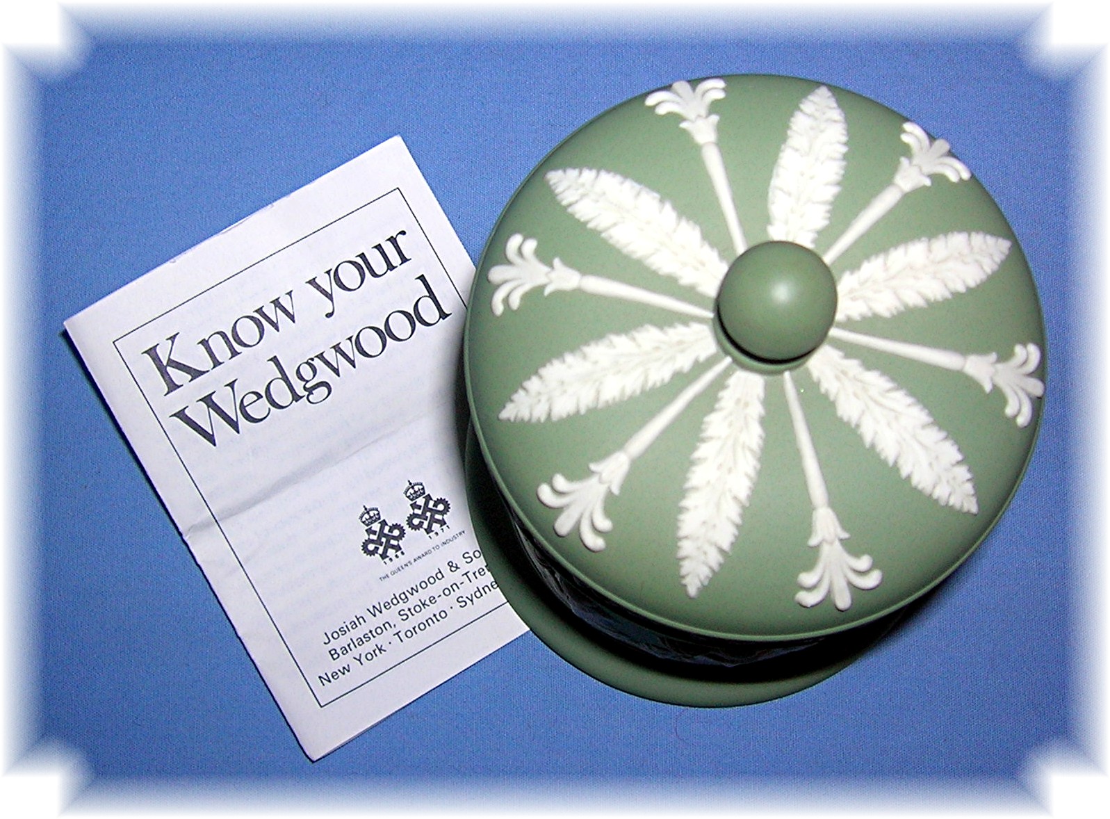 Discontinued Green Wedgewood Tall Lidded Jar