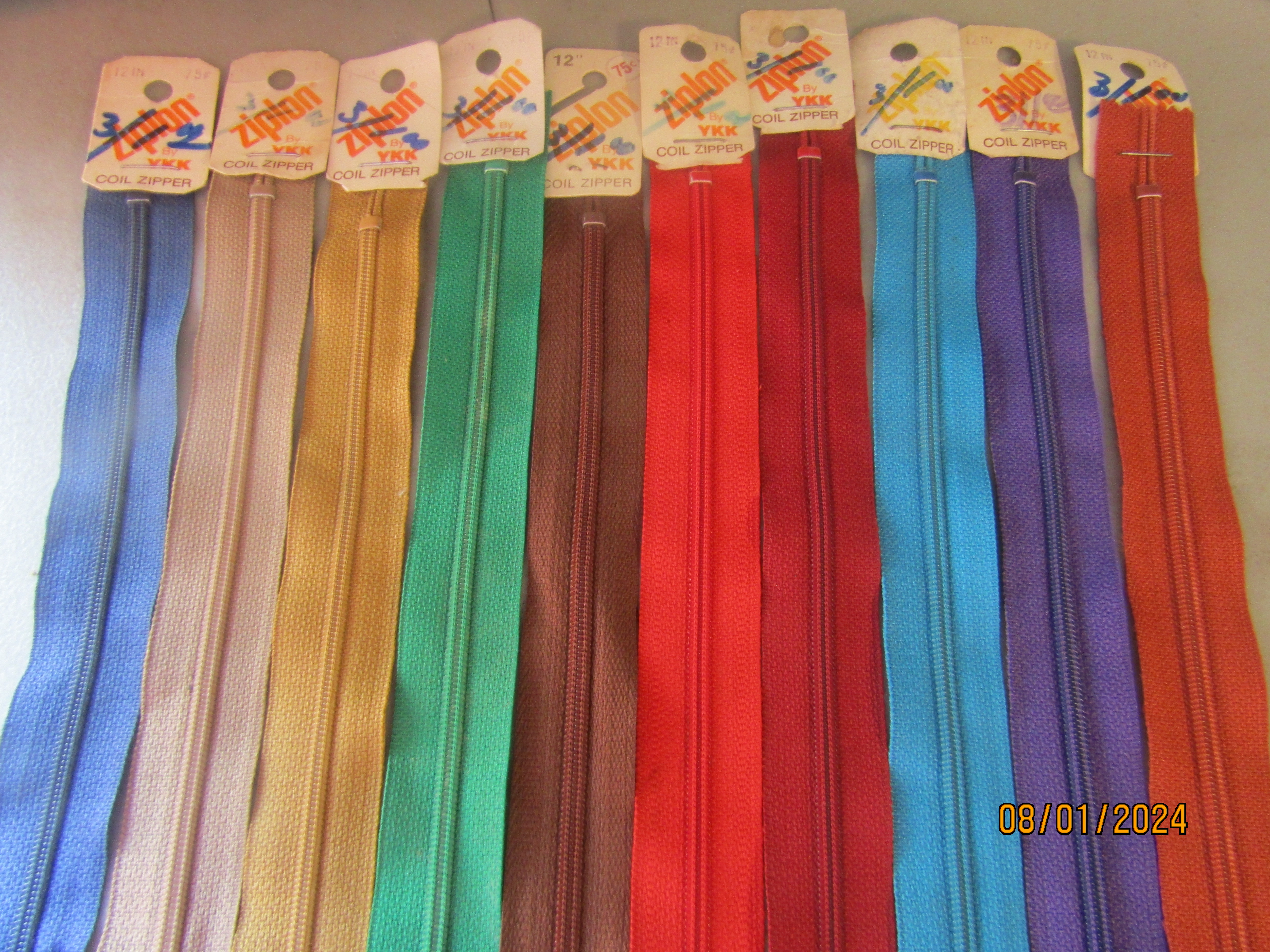 Vintage Ziplon Various Colors Coil Zippers Lot 10