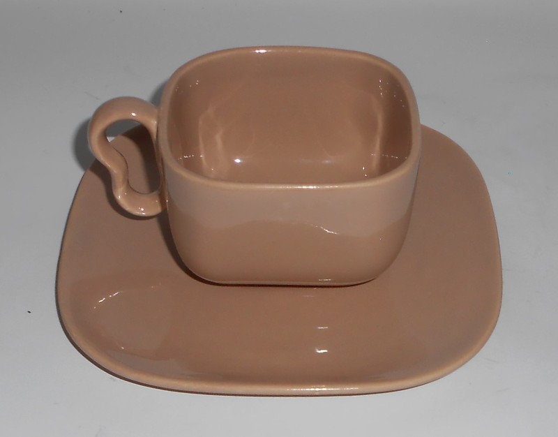 VINTAGE Franciscan Pottery Tiempo Pebble Tan Cup & Saucer Set