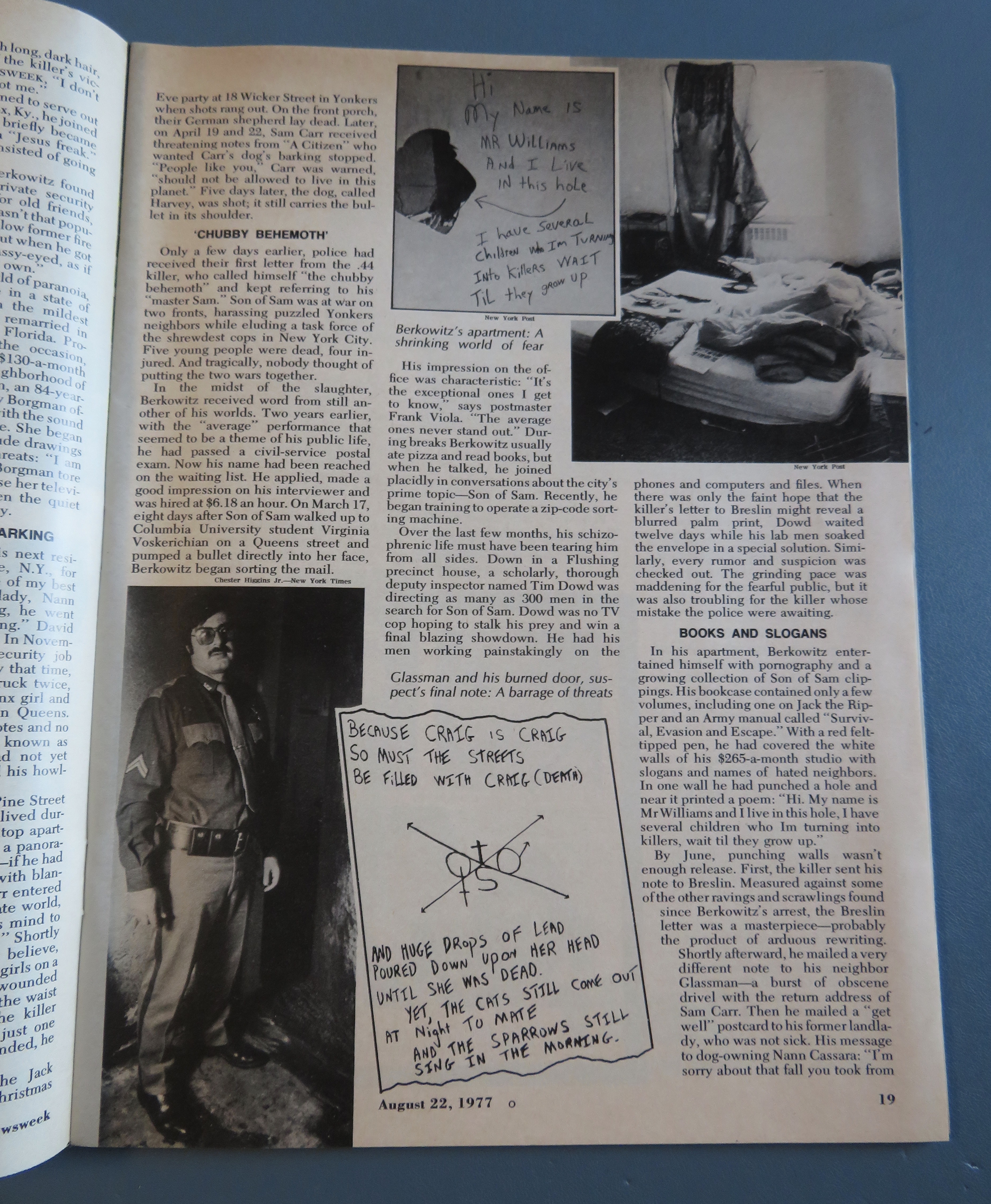 Newsweek Magazine August 22, 1977 The Son Of Sam