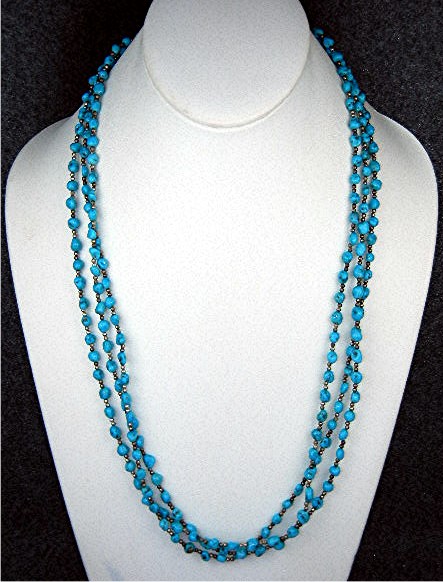 Navajo Sleeping Beauty Turquoise Sterling Silver Neckla