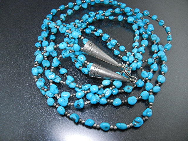 Navajo Sleeping Beauty Turquoise Sterling Silver Neckla