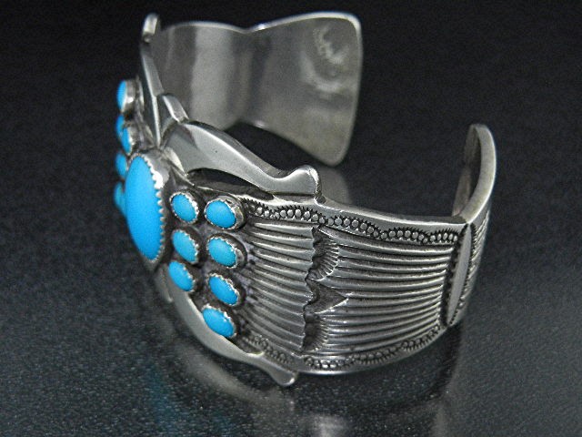 Rick Martinez Sterling Silver Turquoise Bracelet Navajo