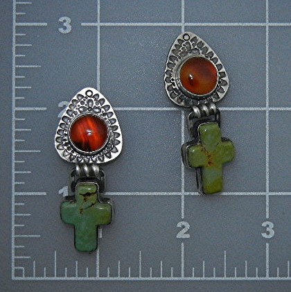 David Troutman Sterling Silver Amber Turquoise Clip