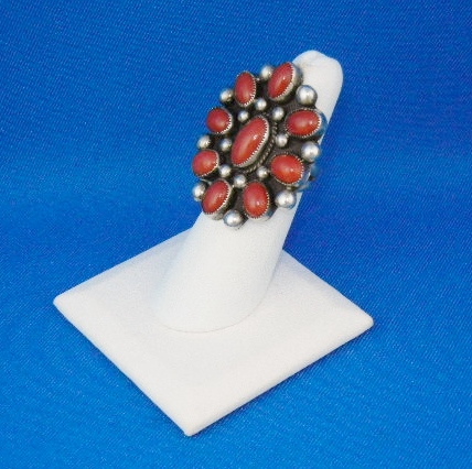 Navajo Mediterranean Coral Sterling Silver Ring