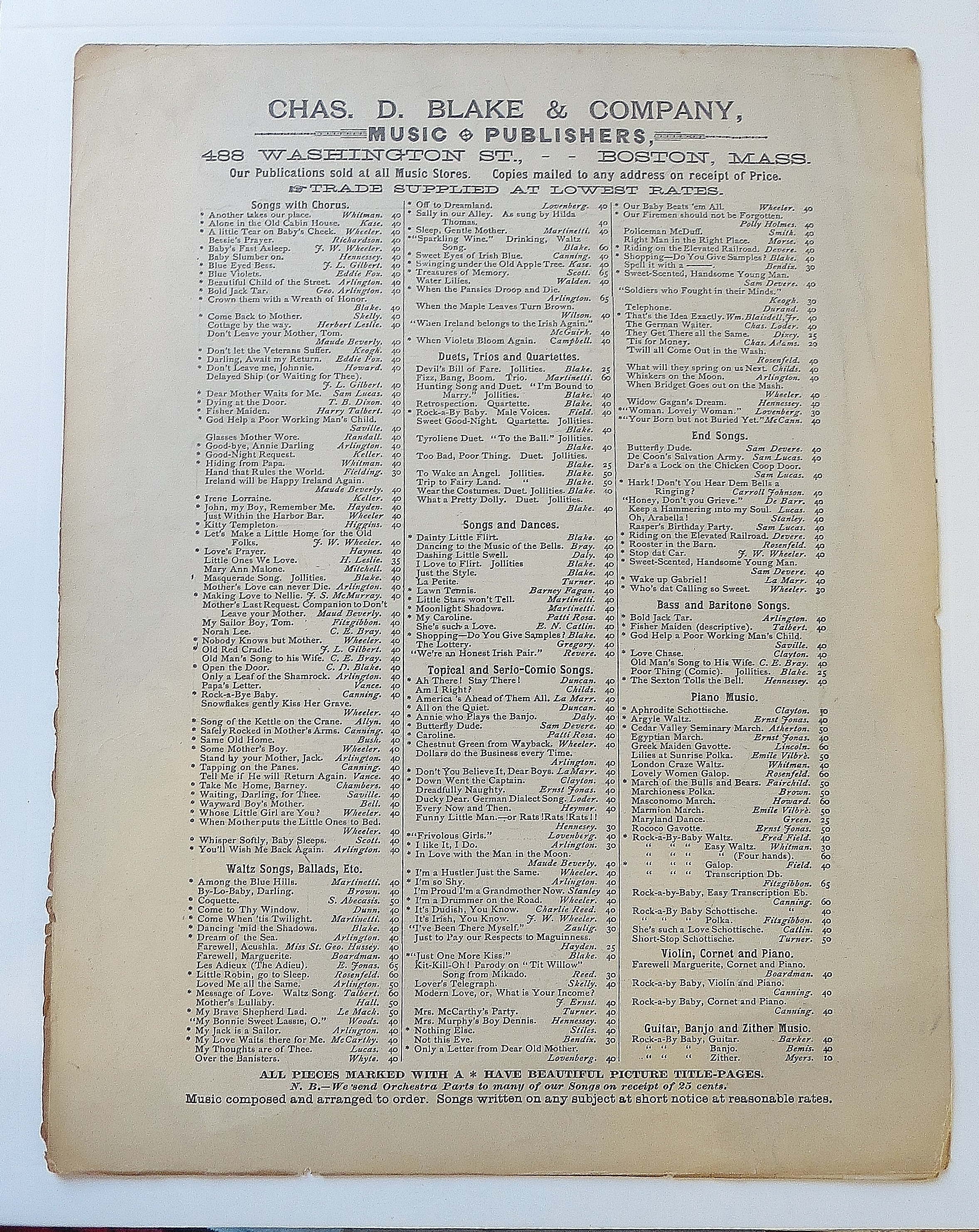 1887 Farewell Marguerite Song