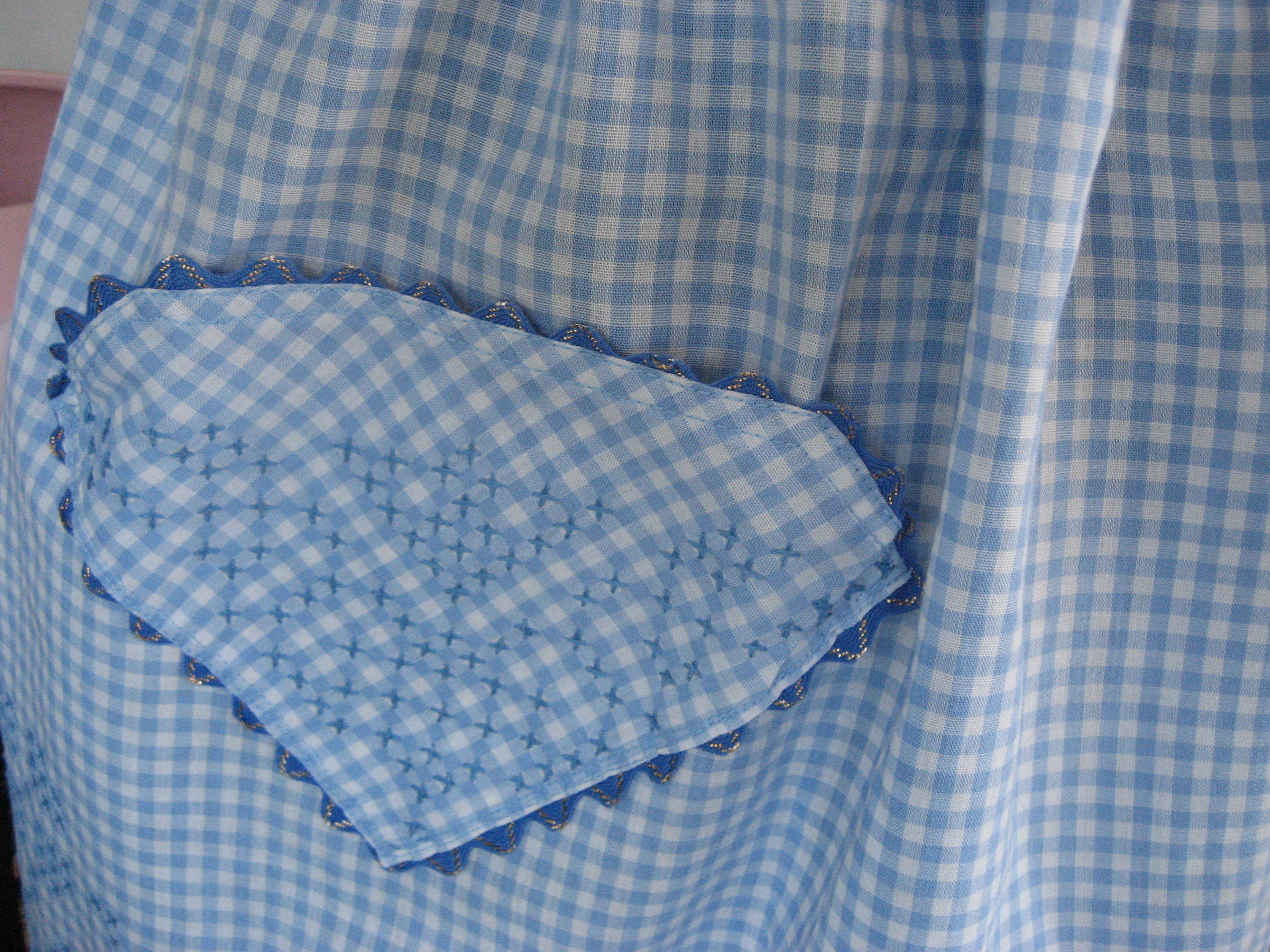 Blue Checkered Embroidered Apron