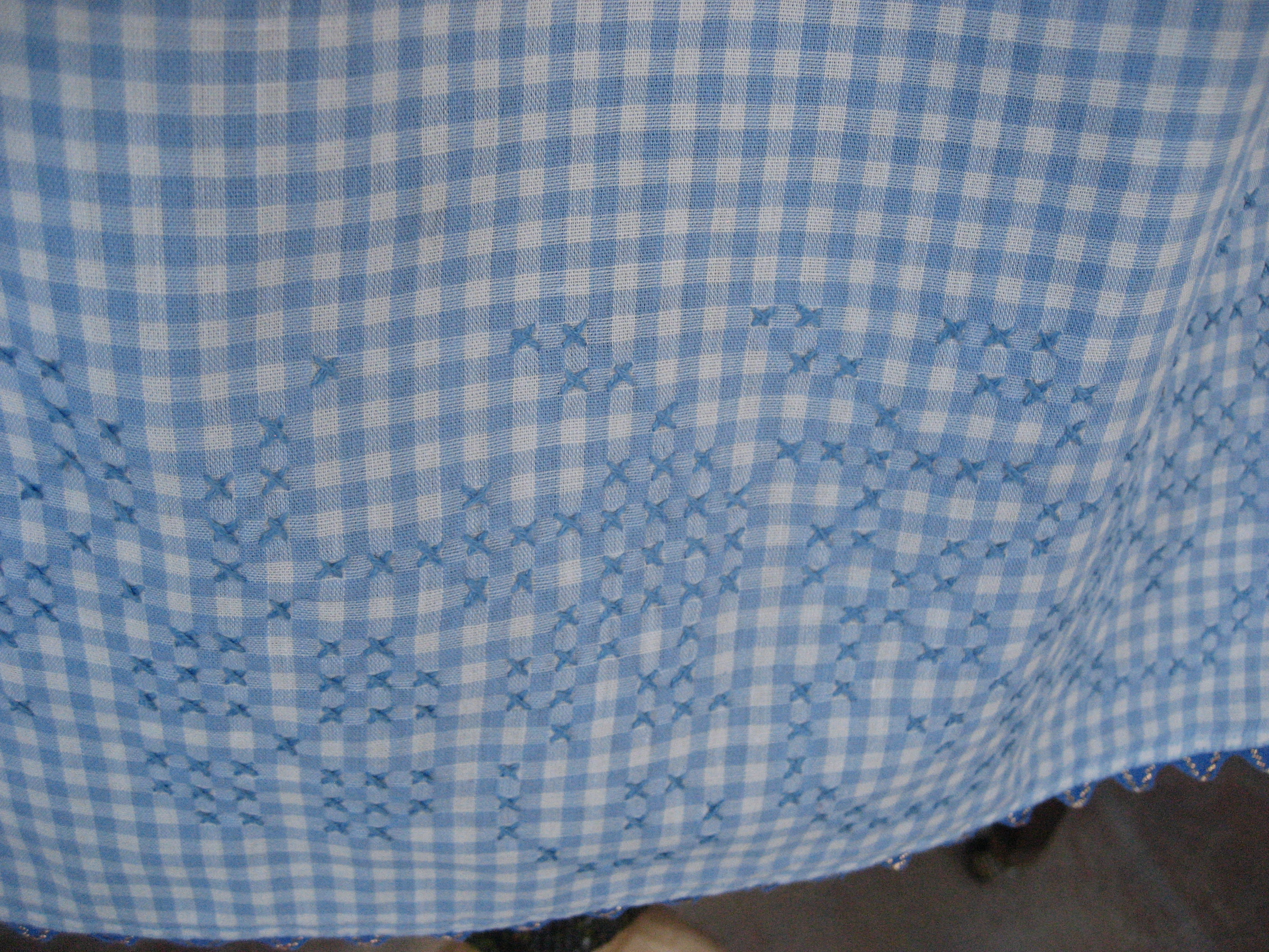 Blue Checkered Embroidered Apron