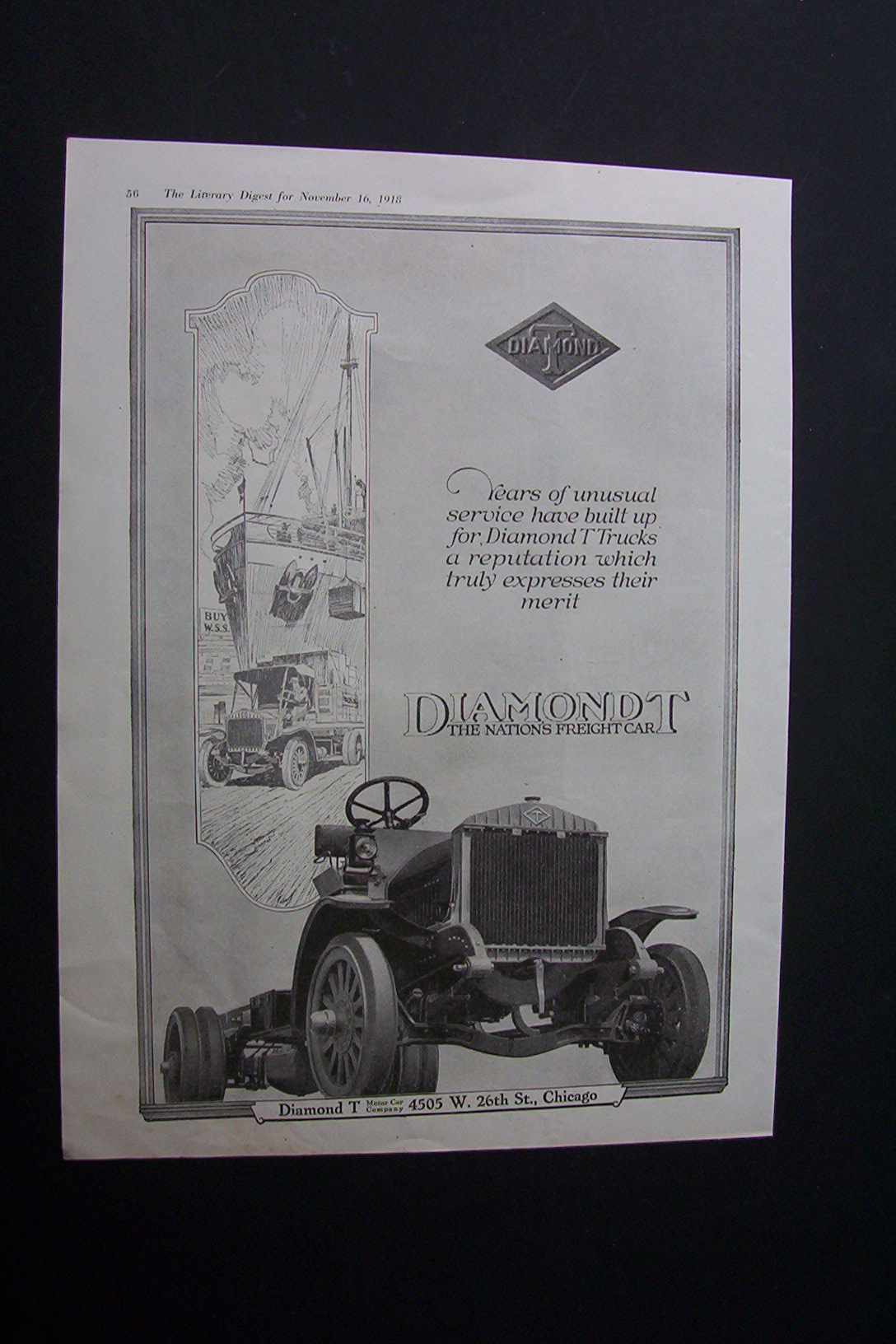 1918 Dual Ad: Diamond T Freight Car & Disston Saw
