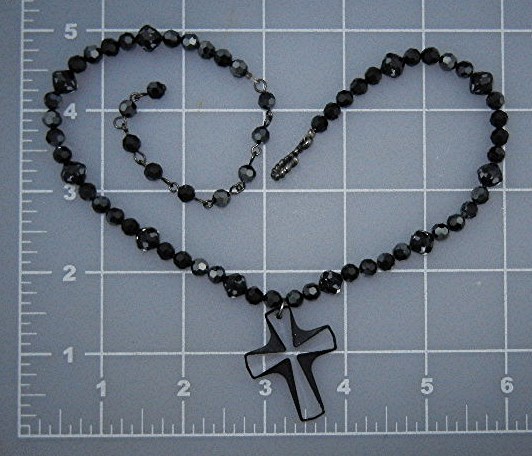 Crystal Faceted Glass Beads Cross Necklace