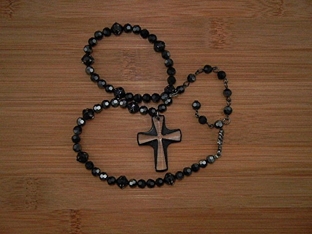 Crystal Faceted Glass Beads Cross Necklace