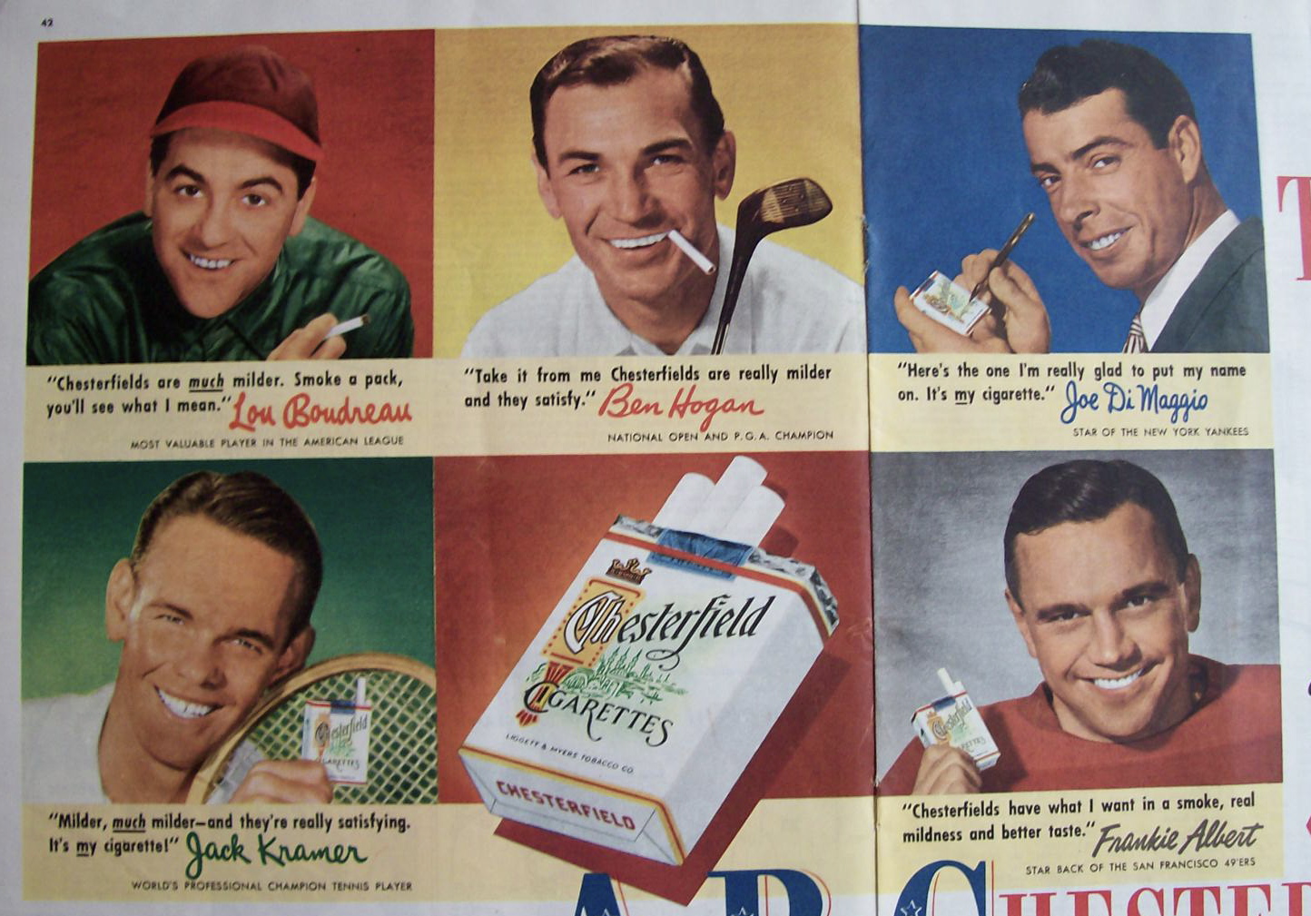 1950 Chesterfield Cigarette w/DiMaggio, Hogan & Kramer