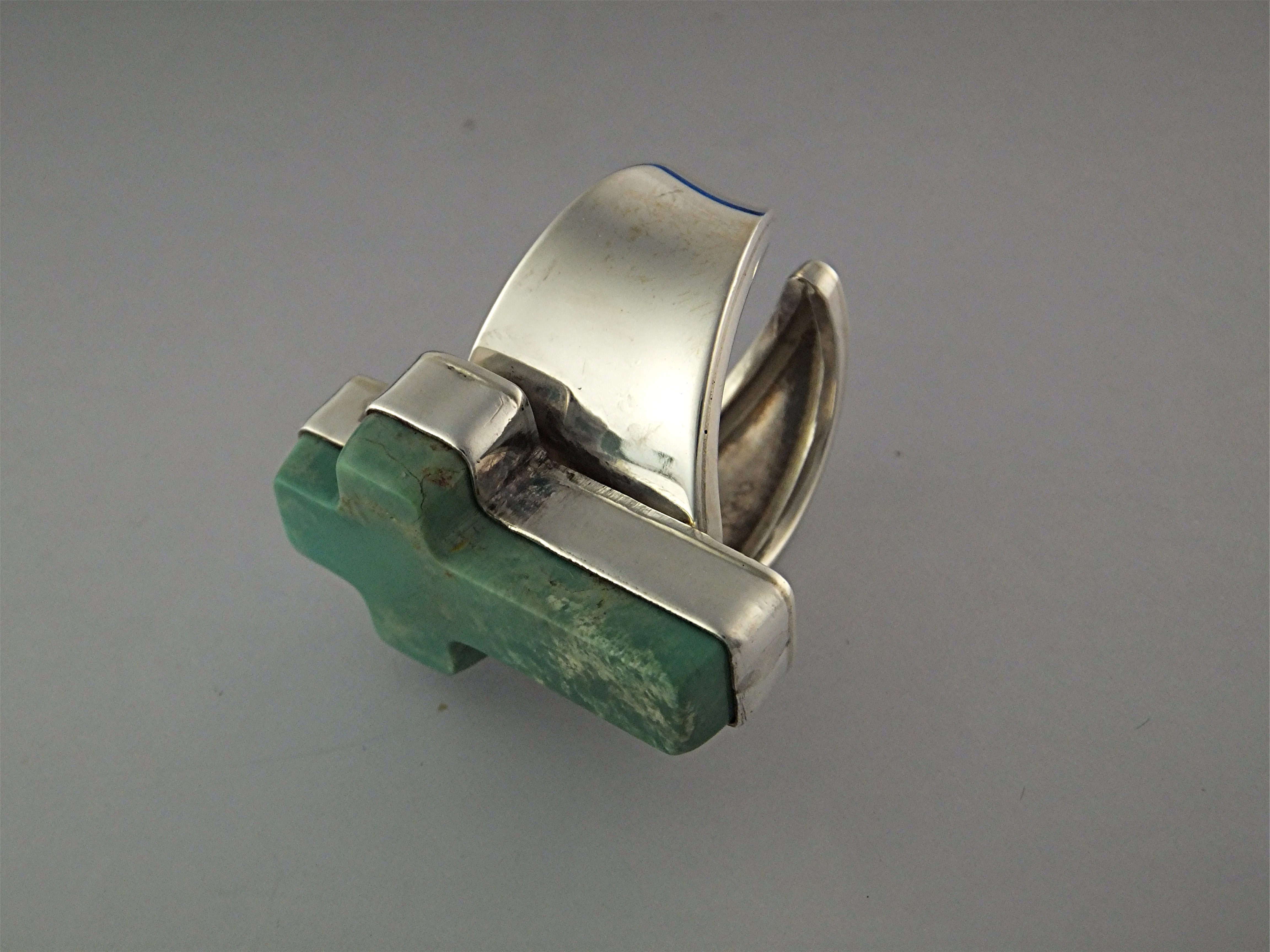 David Troutman Sterling Silver Varicite Cross Ring