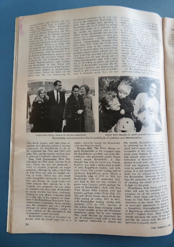 Time Magazine March 8, 1968 The Race For The G. O. P. Nomination