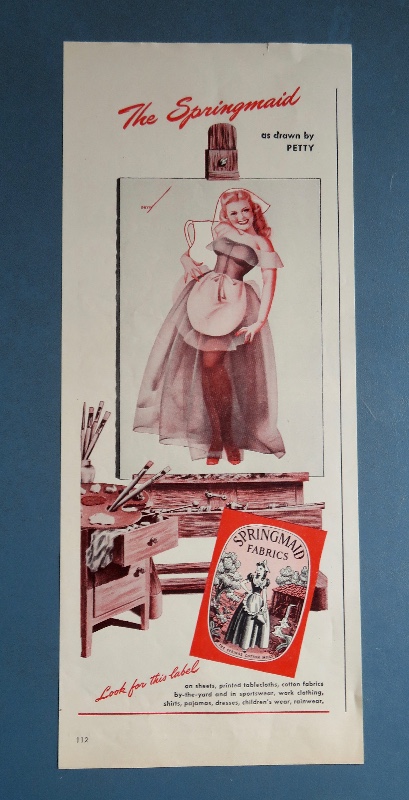 1946 Springmaid Fabrics with A Maid By George Petty
