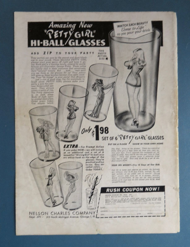 1949 Petty Girl Hi Ball Glasses with Petty Pin Up Girls