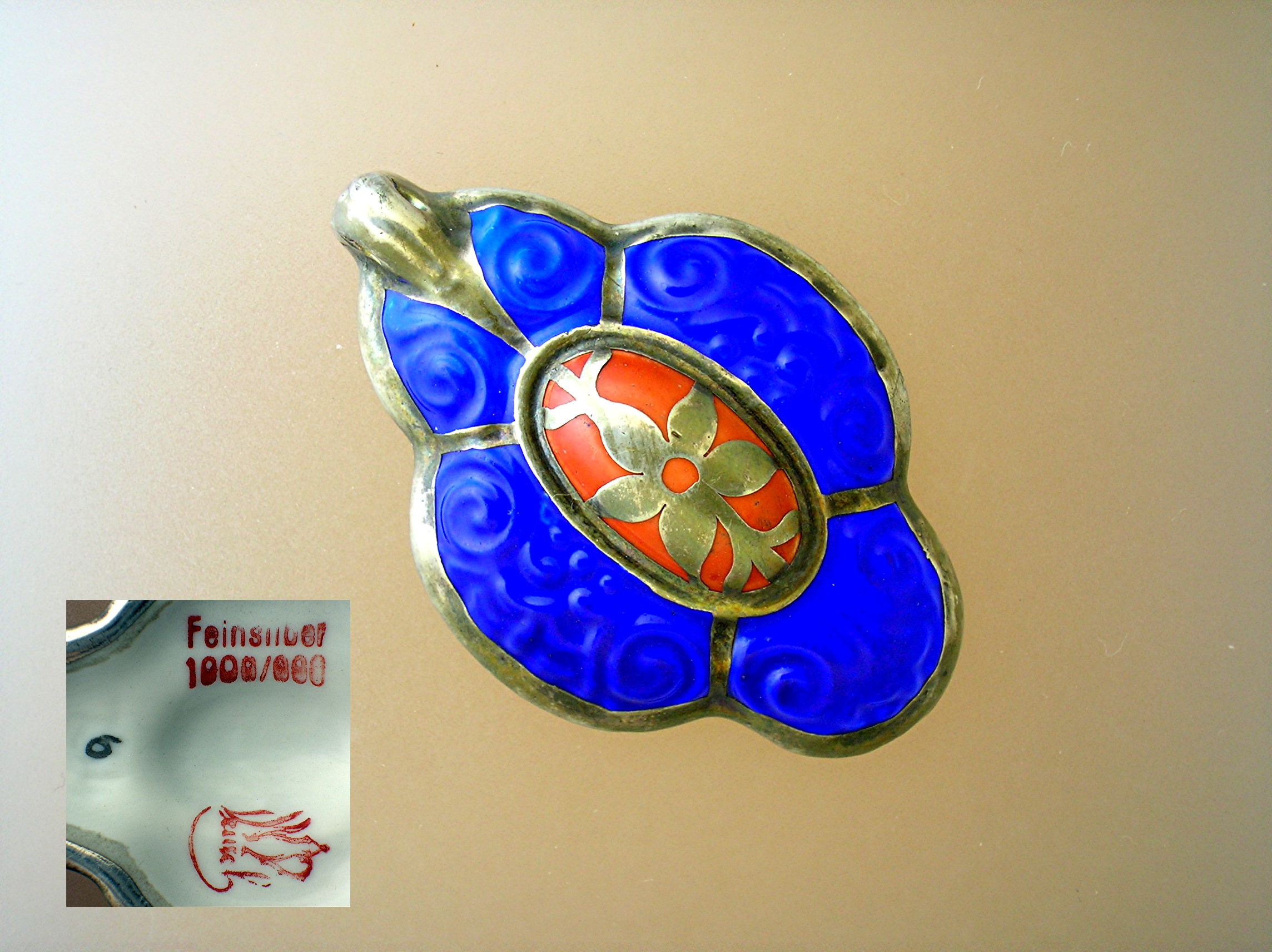 Beautiful Silver & Porcelain European Pendant