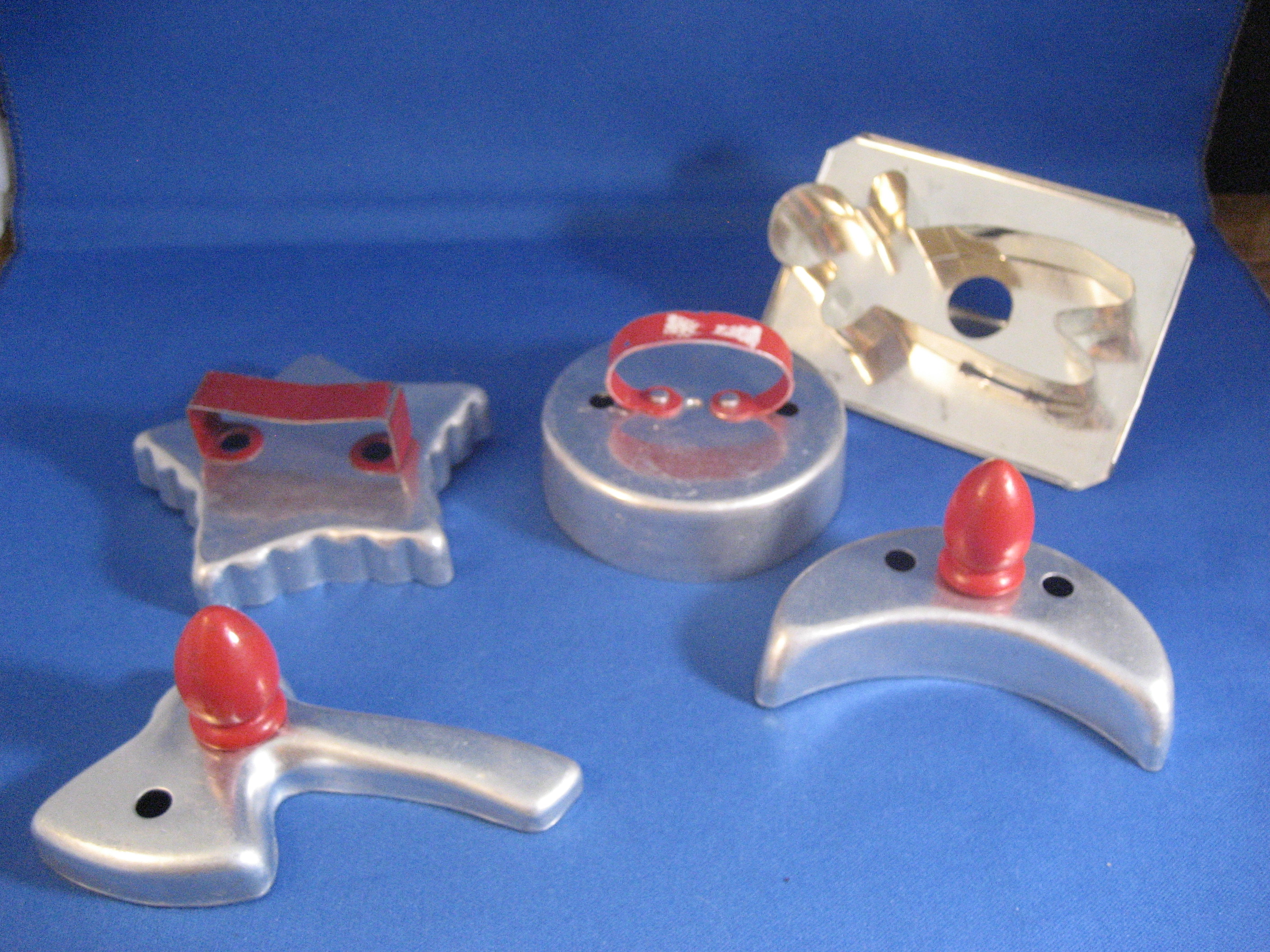 Group of Five Aluminum Cookie Cuttters