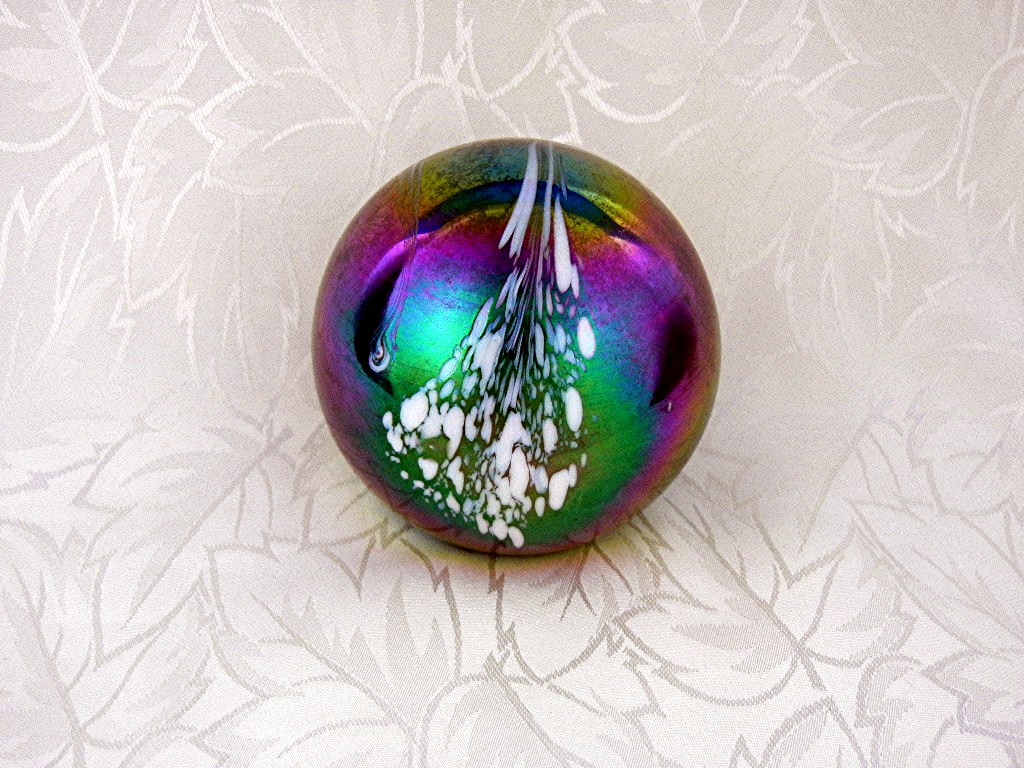 Paperweight Iridescent Blue Green White Mt St Helens As