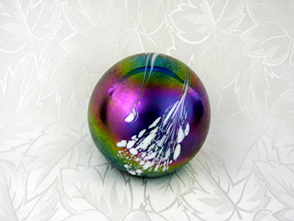 Paperweight Iridescent Blue Green White Mt St Helens As