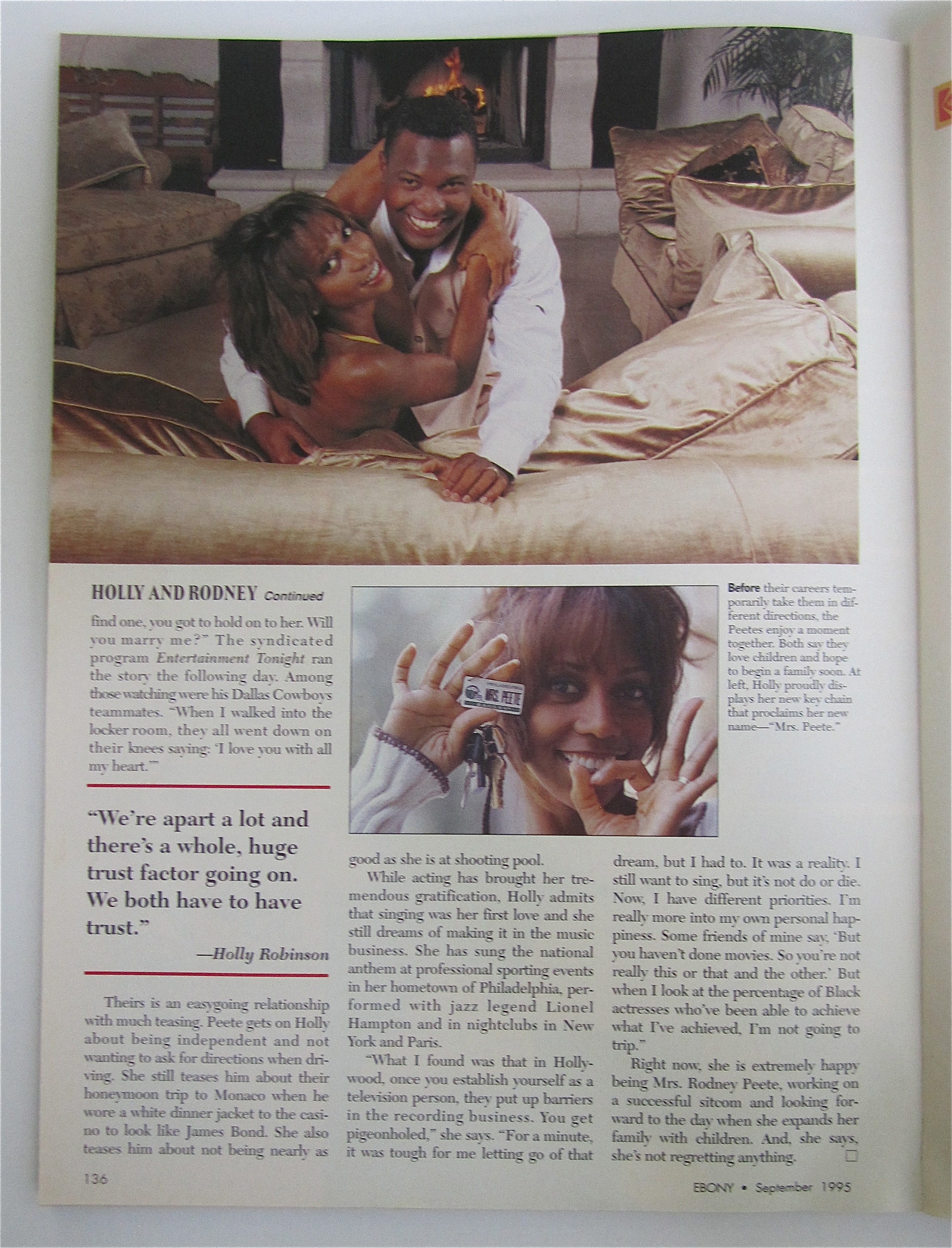 Ebony Magazine September 1995 Holly & Rodney Peete