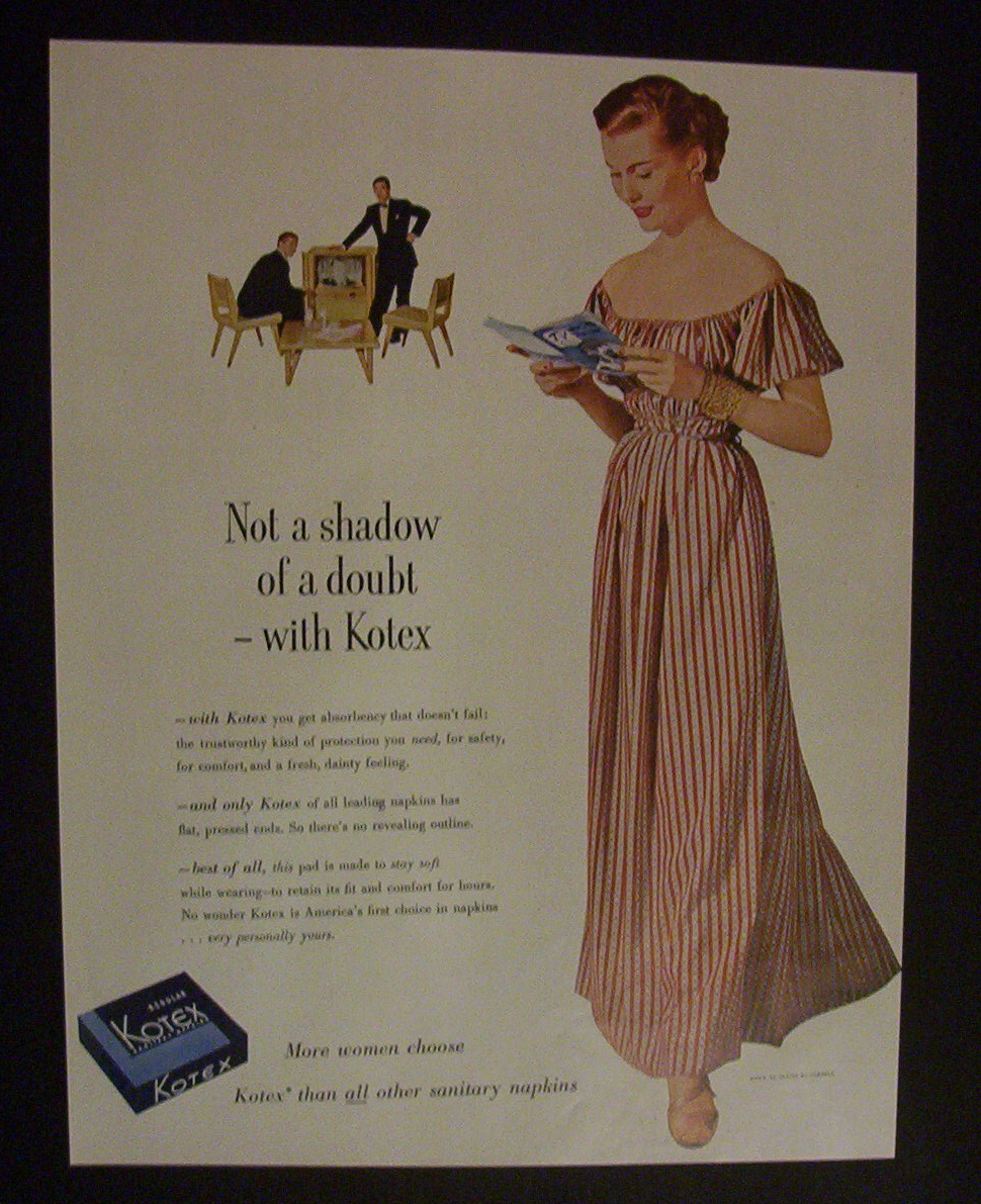 1952 Kotex with Woman Looking at TV Guide
