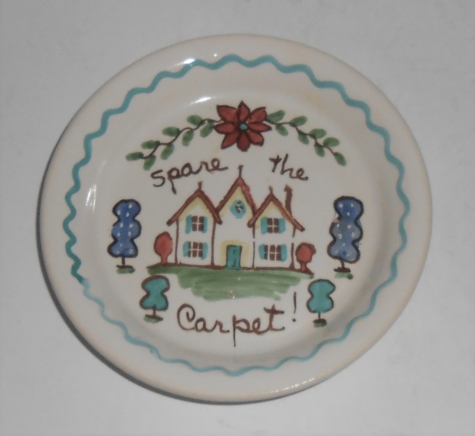 Bauer Pottery Decorated Motto Spanish Flower Pot Saucer