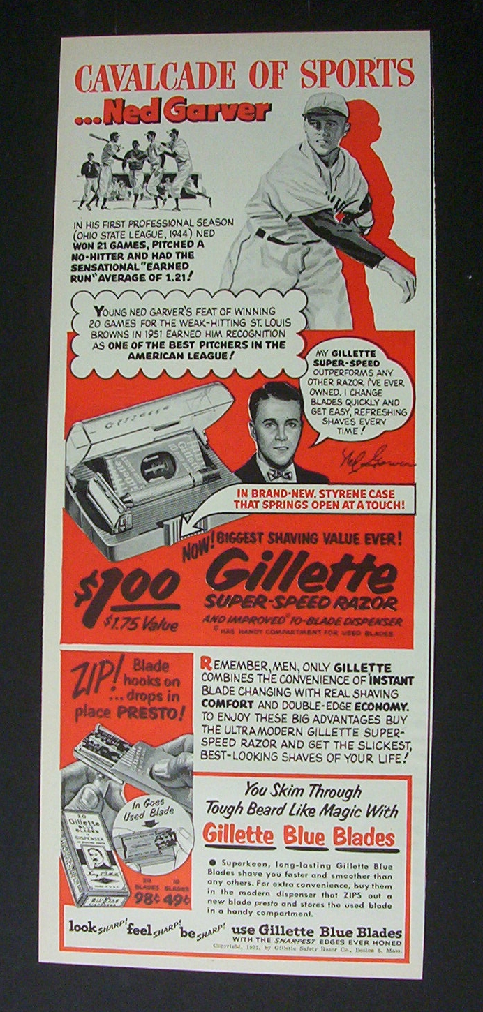 1952 Gillette Super-Speed Razor w/ Ned Garver