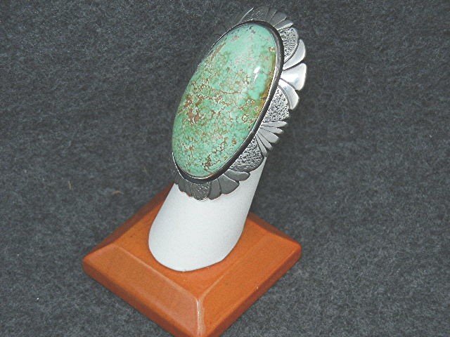 Navajo Sterling Silver Kingman Turquoise Ring Burnside