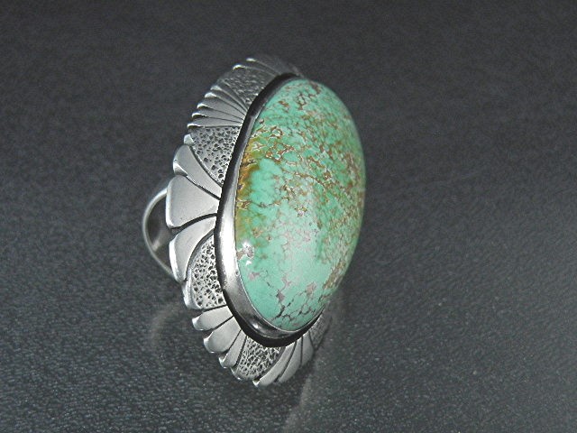 Navajo Sterling Silver Kingman Turquoise Ring Burnside