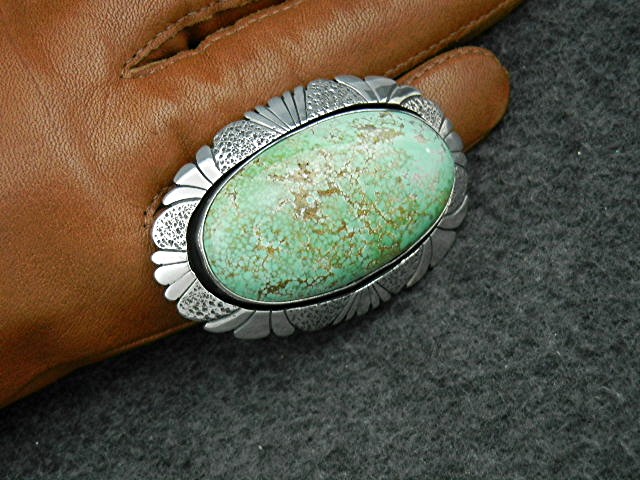 Navajo Sterling Silver Kingman Turquoise Ring Burnside