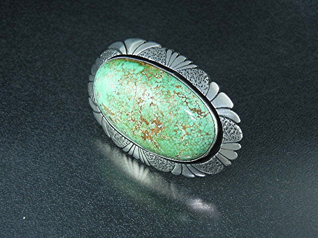 Navajo Sterling Silver Kingman Turquoise Ring Burnside