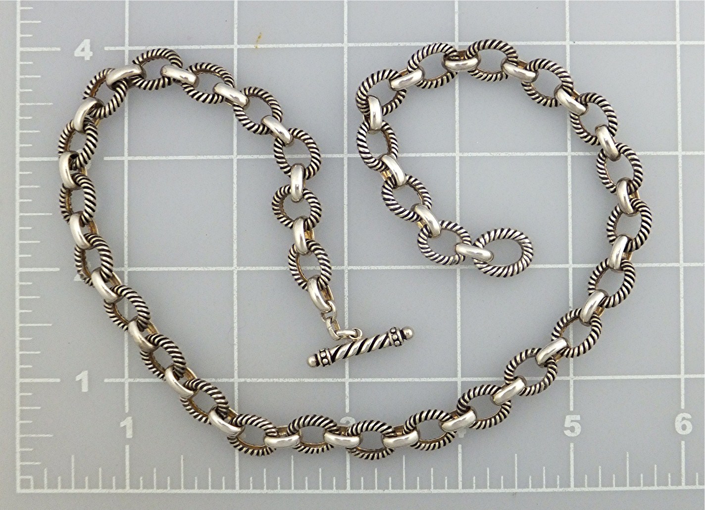 Necklace Sterling Siver Links Toggle Clasp