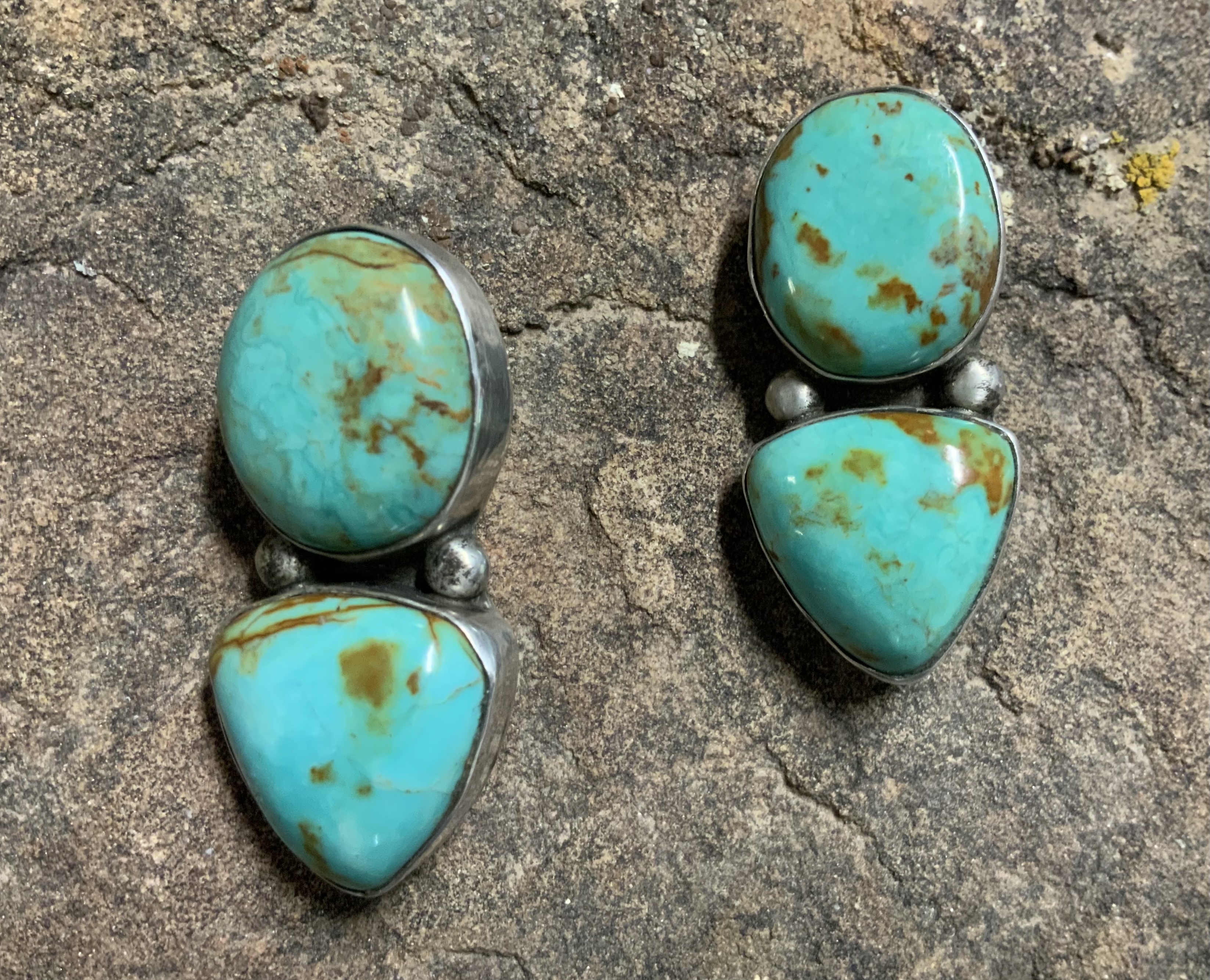 David Troutman Kingman Turquoise Sterling Silver Clips