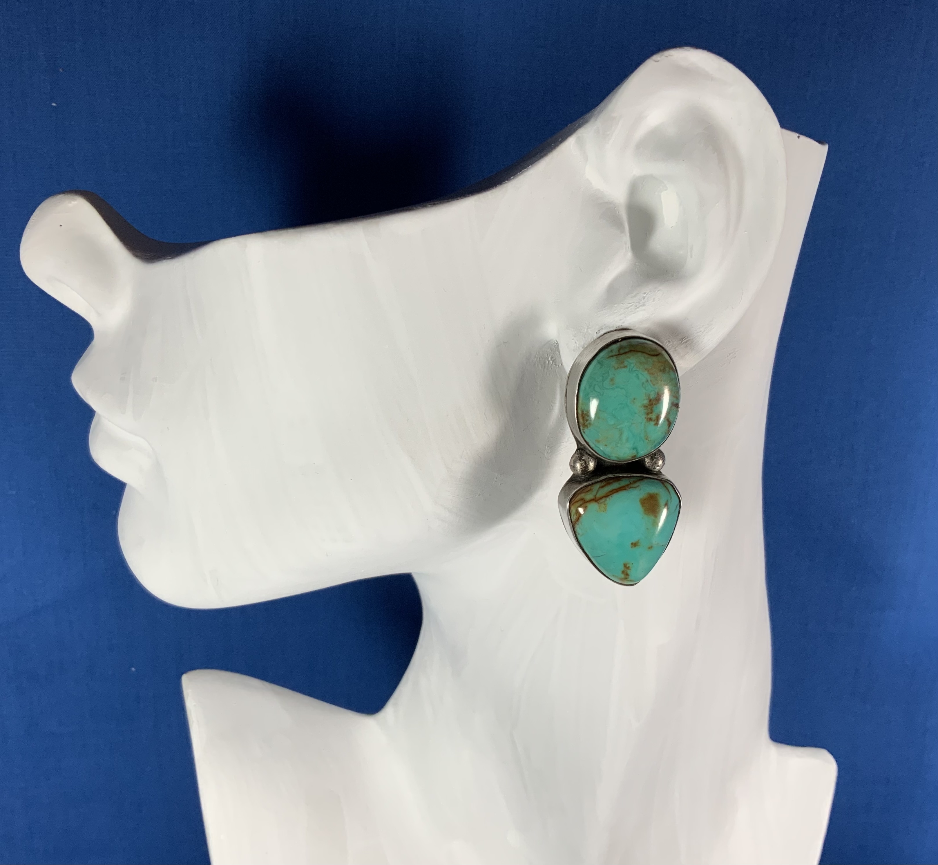 David Troutman Kingman Turquoise Sterling Silver Clips