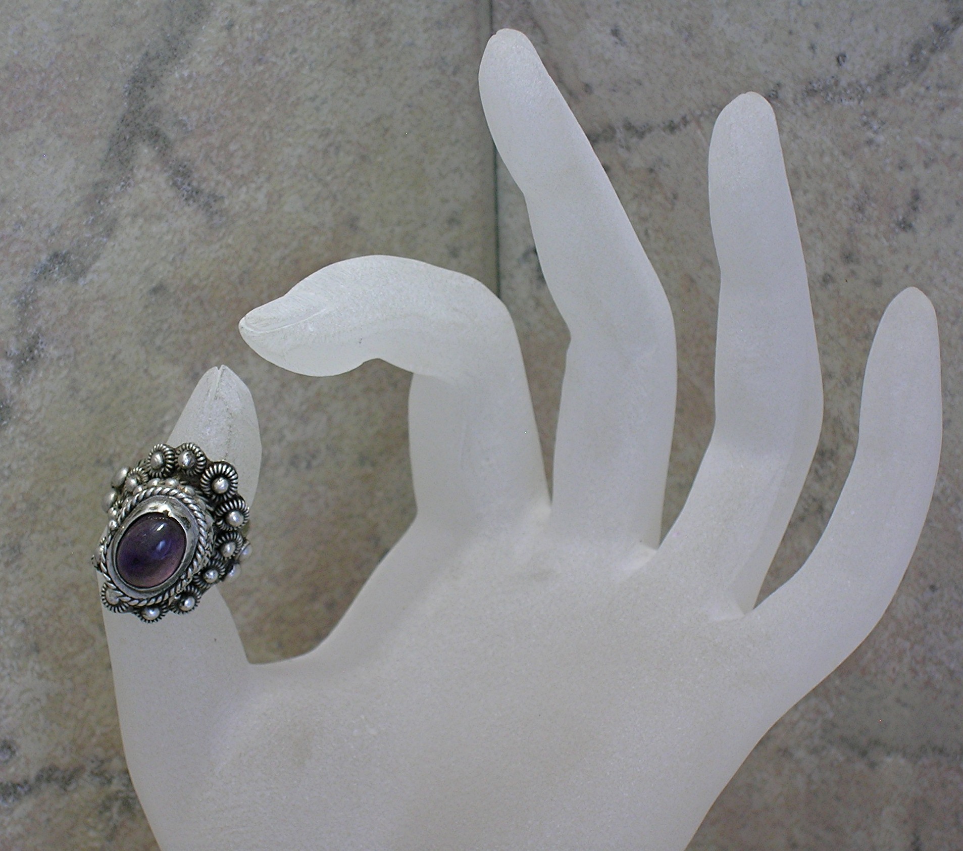 Sterling Silver Taxco Signed Amethys Signed Poison Ring