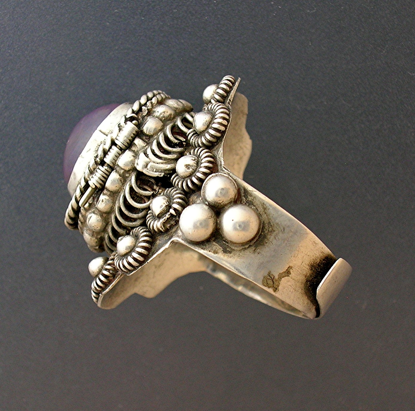 Sterling Silver Taxco Signed Amethys Signed Poison Ring