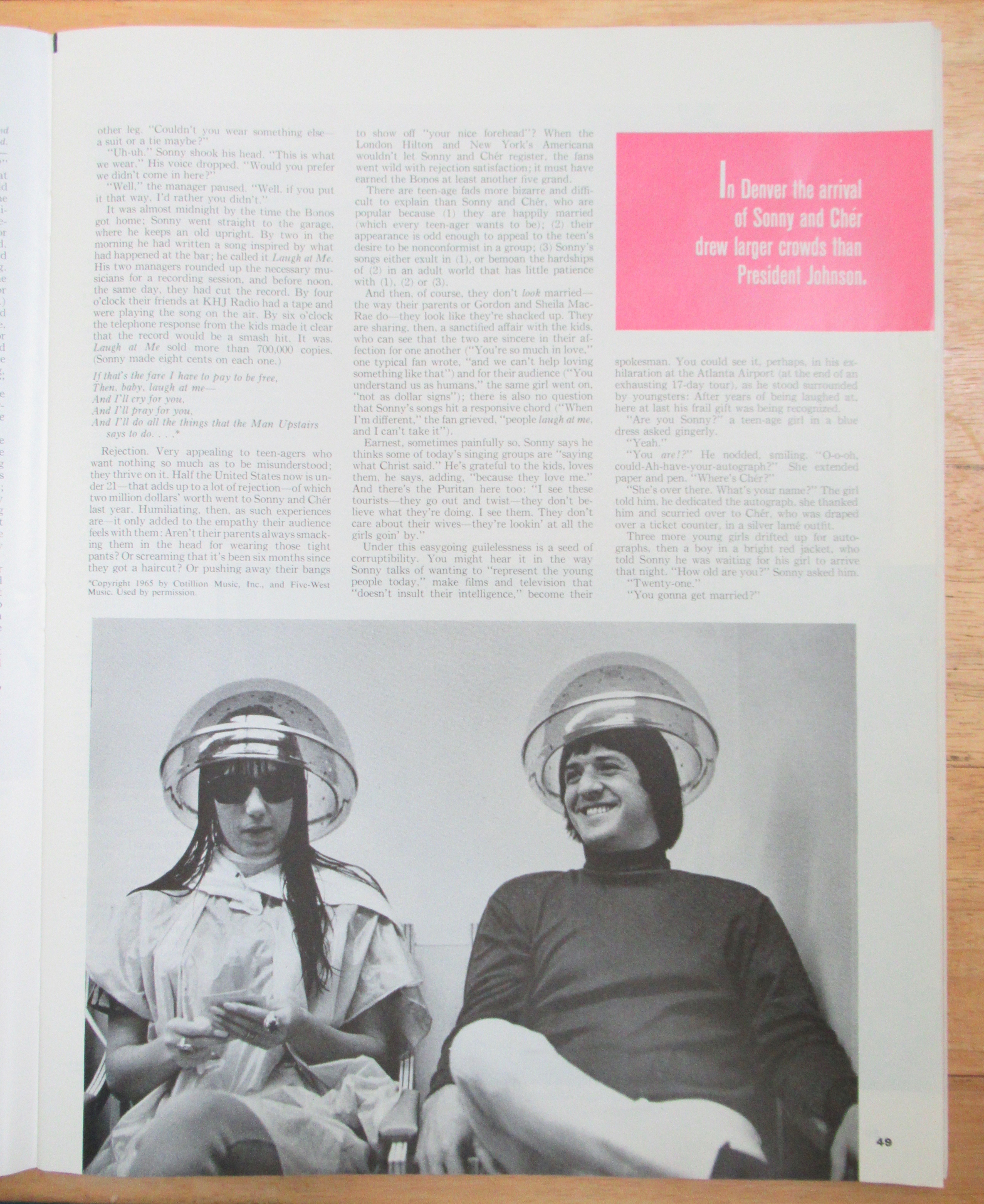 Saturday Evening Post Mag-April 23, 1966-Sonny & Cher