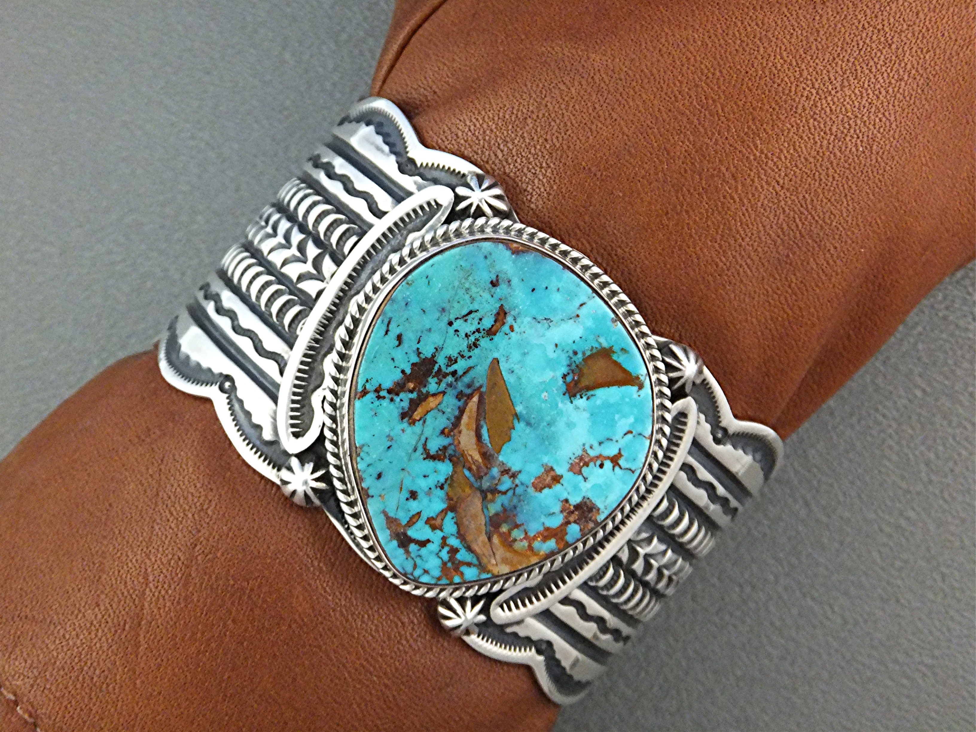 Darrell Cadman Sterling Silver Kingman Turquoise Cuff