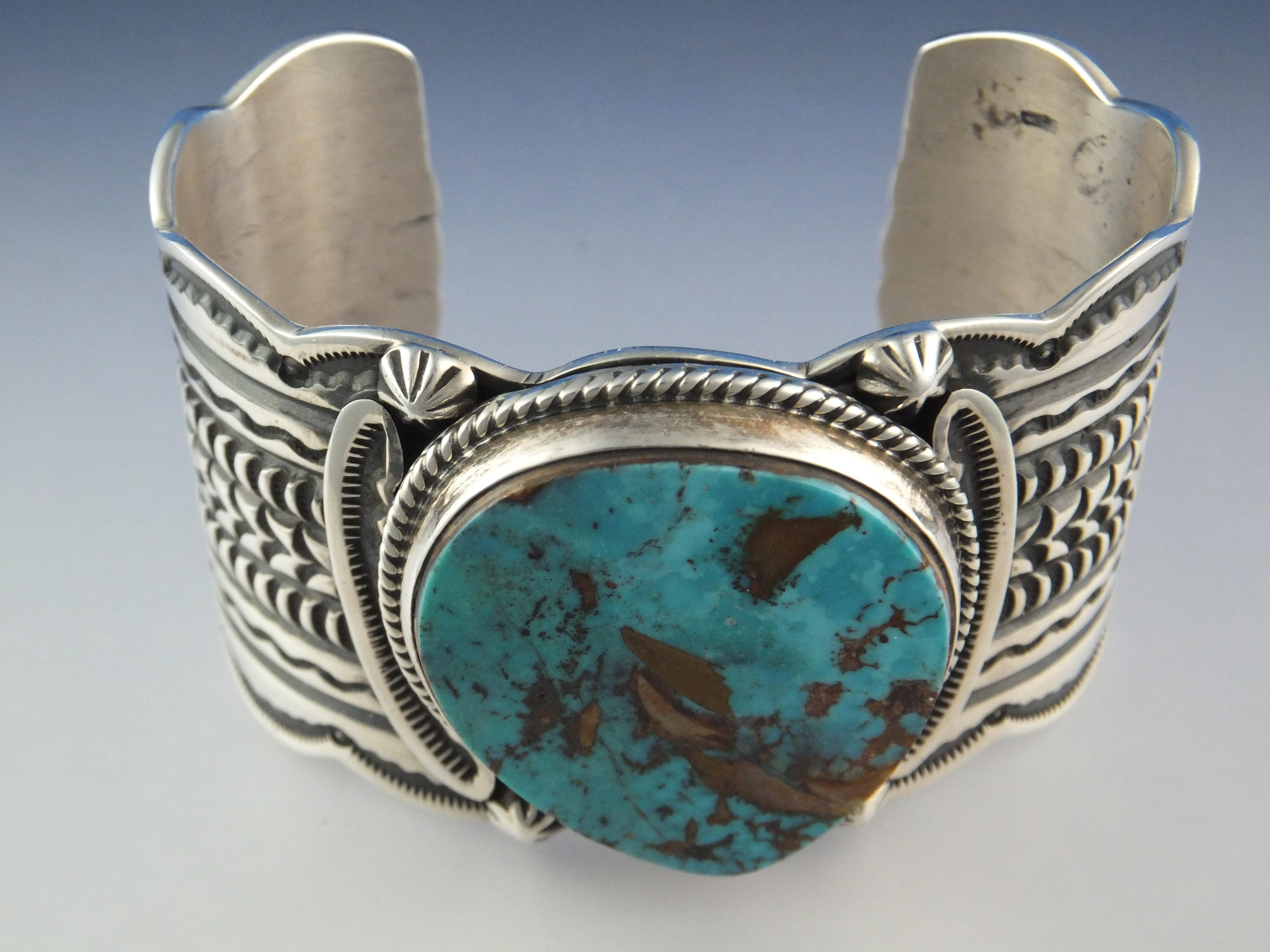 Darrell Cadman Sterling Silver Kingman Turquoise Cuff