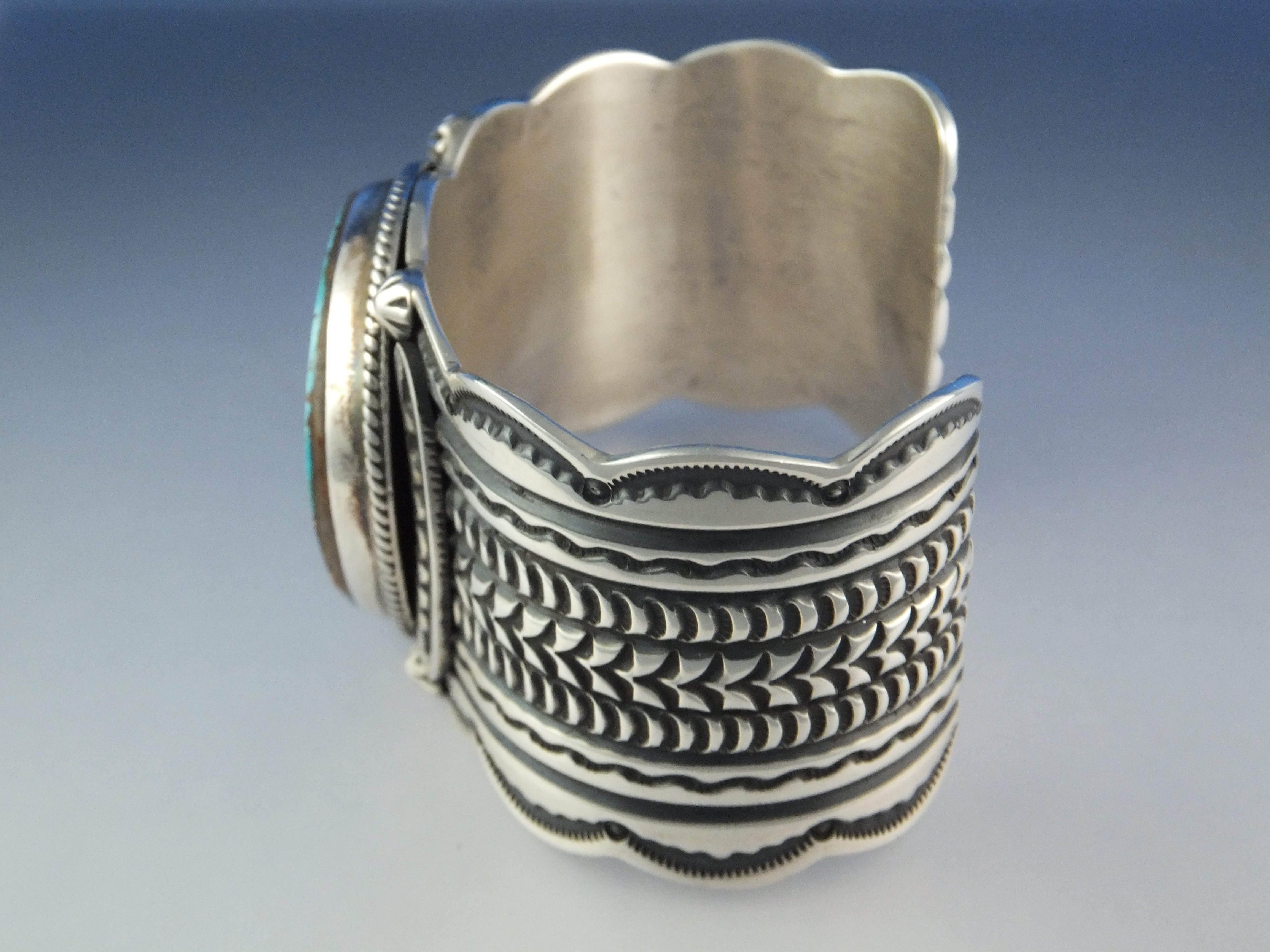 Darrell Cadman Sterling Silver Kingman Turquoise Cuff