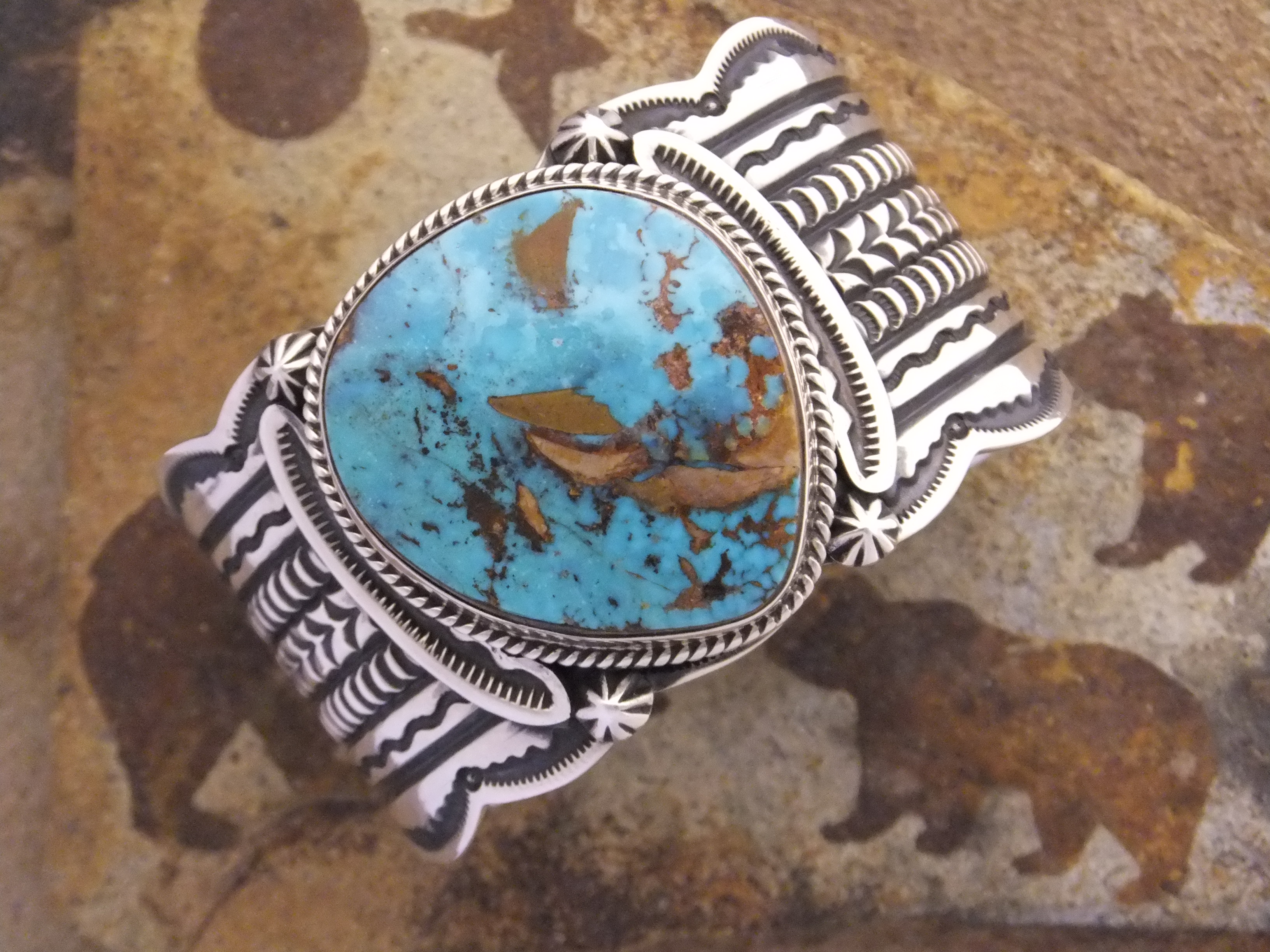 Darrell Cadman Sterling Silver Kingman Turquoise Cuff
