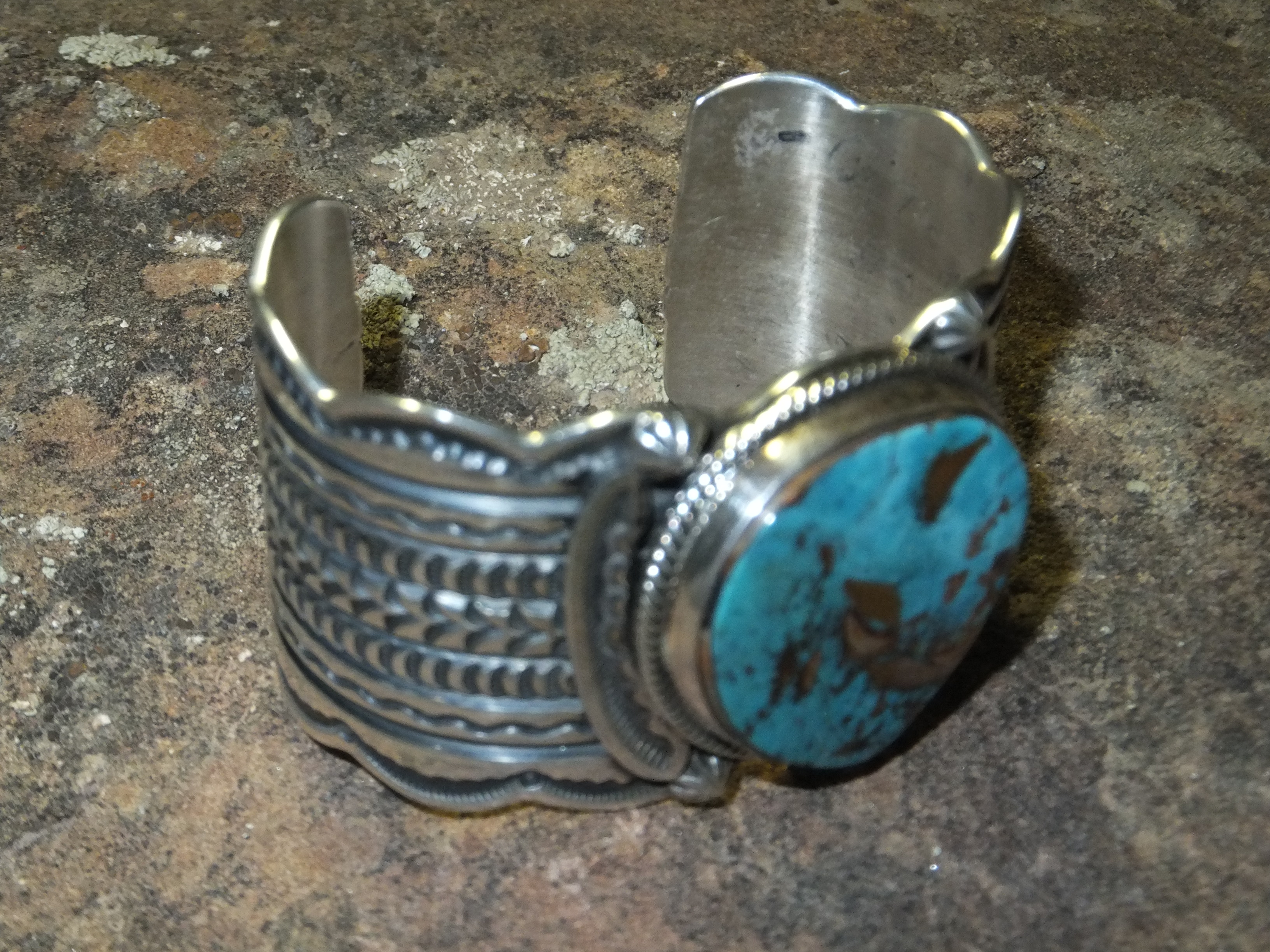 Darrell Cadman Sterling Silver Kingman Turquoise Cuff