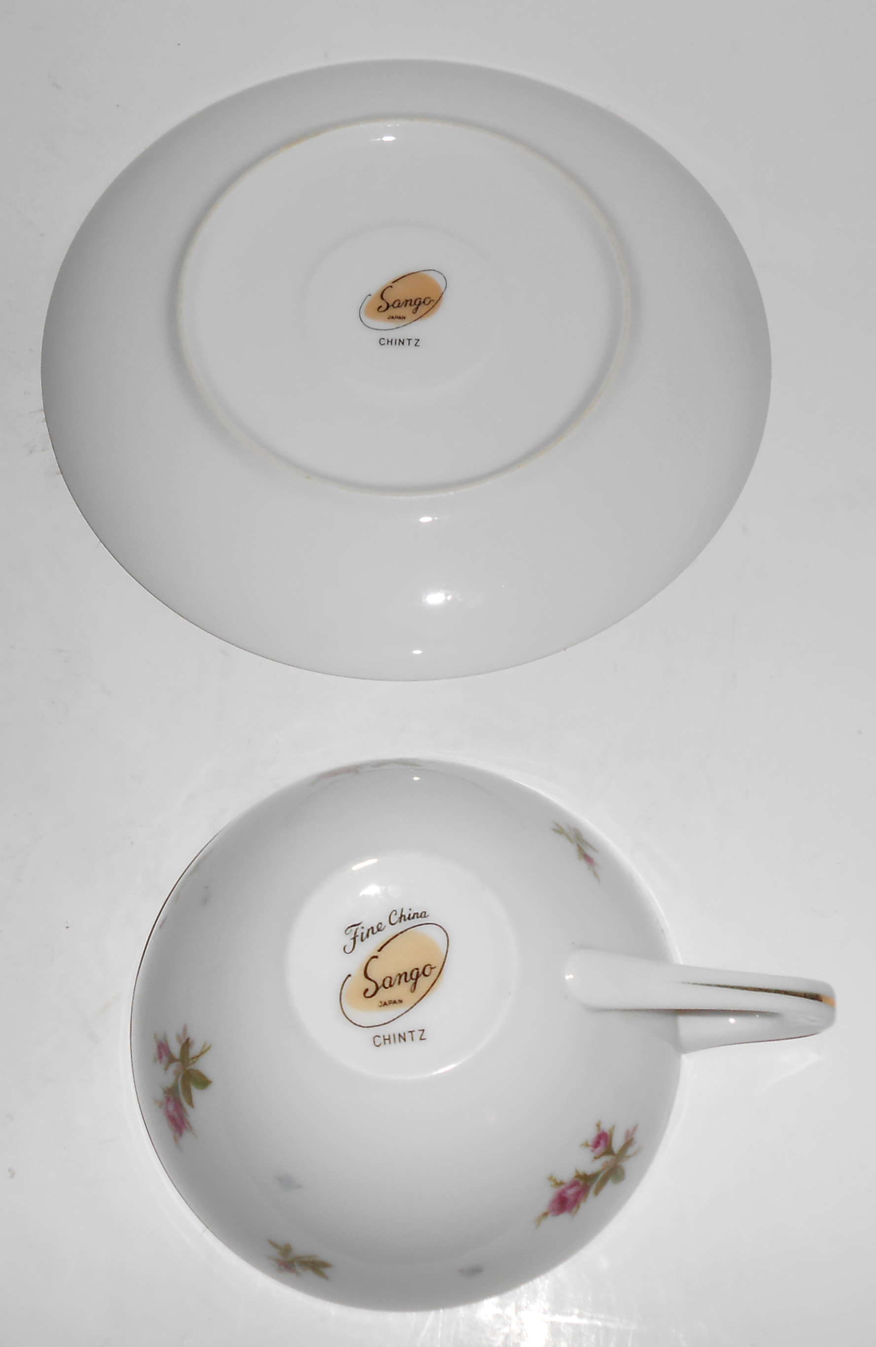 Sango China Porcelain Rose Chintz Cup/Saucer Set
