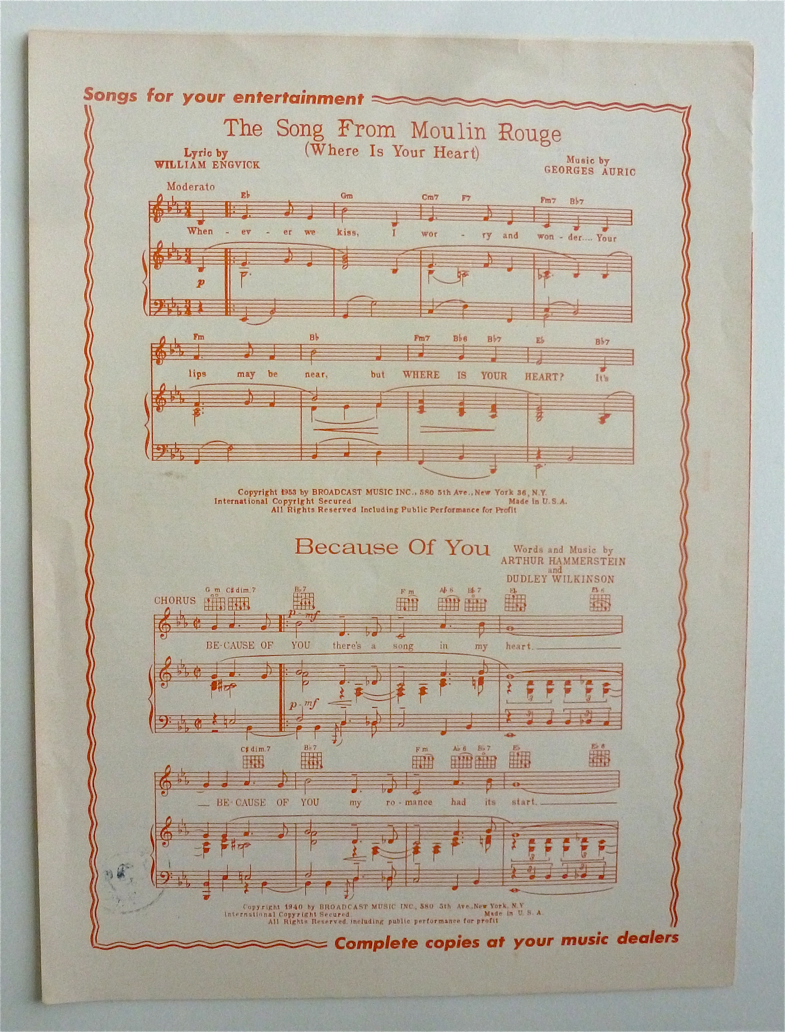Sheet Music For 1940 It's A Big Wide Wonderful World