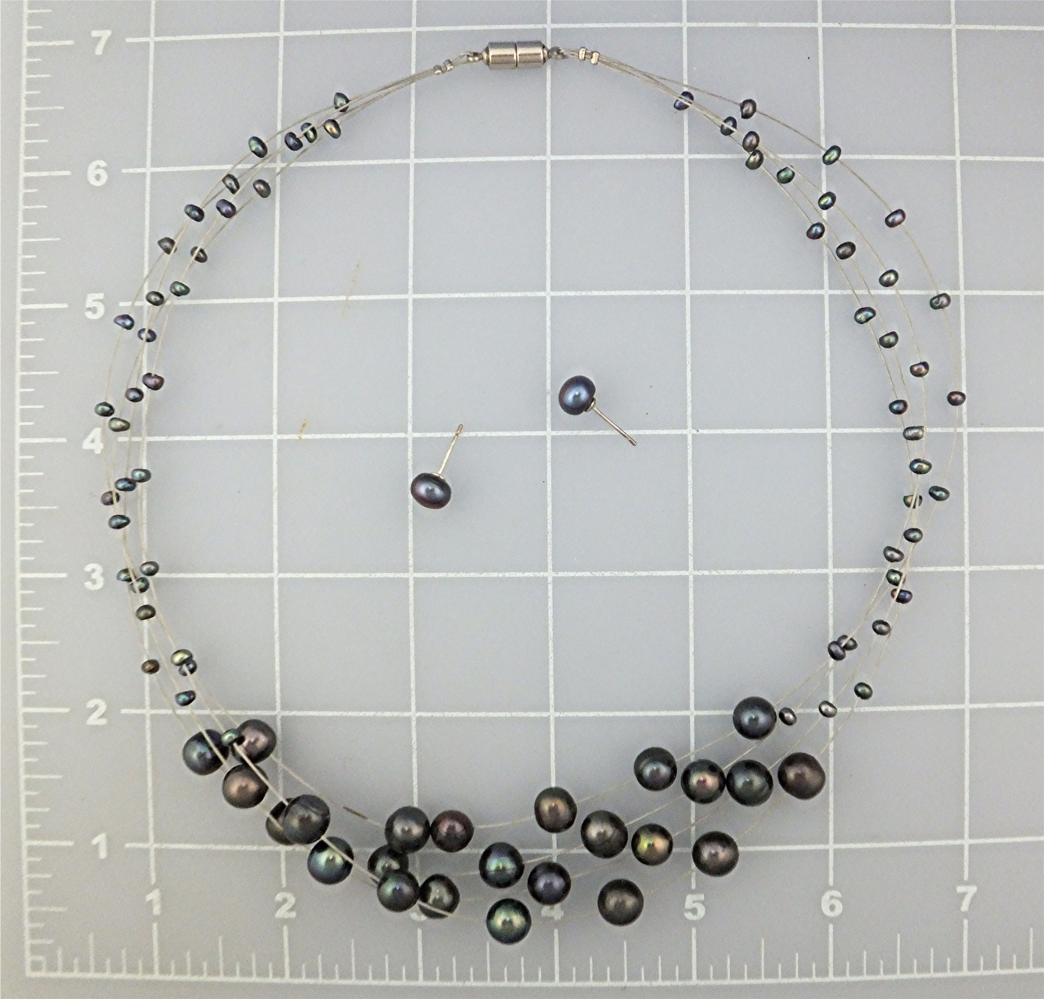 Necklace 4 Strand Floating Freshwater Pearls Earrings
